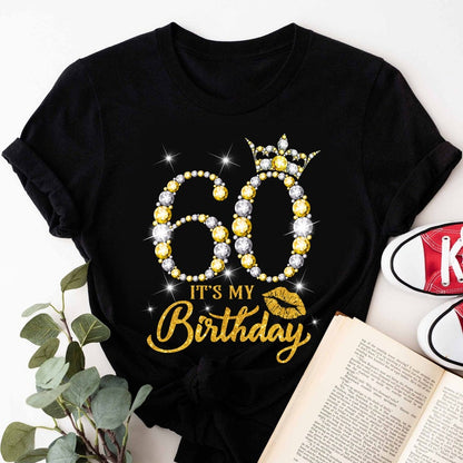 It's My 60th Birthday Shirt, Personalized Mom Shirt, 60th Birthday Gifts Birthday Gold Diamond Shirt For Women, Birthday Party Gift For Mom
