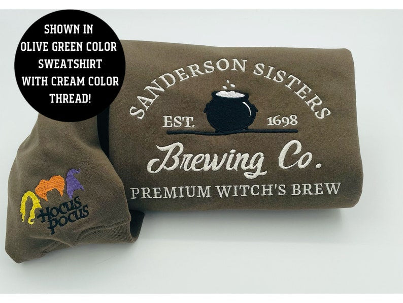 Embroidered Halloween embroidery sweatshirt/Spooky, sleeve hocus pocus, ghost, Y2K Style Embroidered Crewneck| Sanderson sisters brewing co il_794xN.5230720617_ruq5.jpg