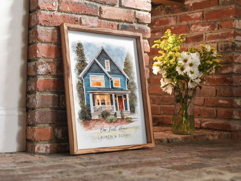 Home portrait, house painting, housewarming gift, our first home sign, home sweet home sign, watercolor home, house portrait, realtor gift