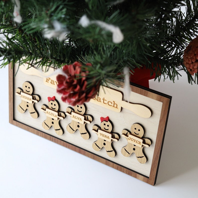 Nana's Favorite Batch Christmas Wooden Sign, Custom Christmas Baking Sign, Personalized Family Ginger Bread Sign Christmas Decor Tree Gift