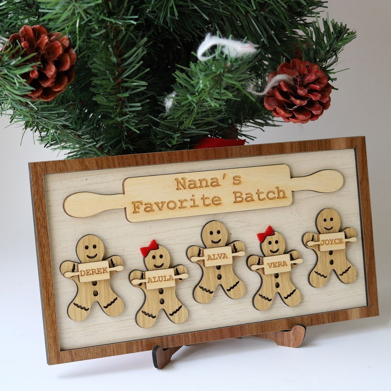 Nana's Favorite Batch Christmas Wooden Sign, Custom Christmas Baking Sign, Personalized Family Ginger Bread Sign Christmas Decor Tree Gift