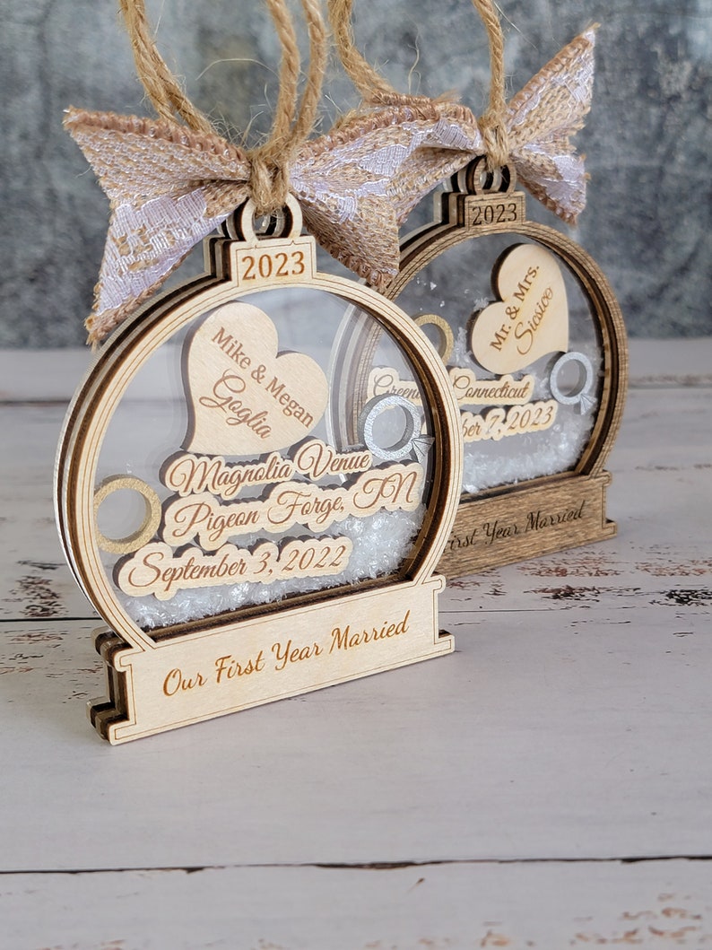 First Christmas Married Ornament Personalized First year Married Ornament, Christmas Tree Ornaments, Wedding Gift