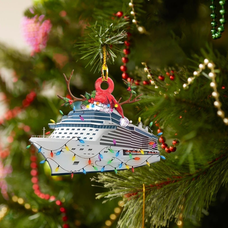 Cruise Ship Christmas Acrylic Ornament, Cruise Ornament Gift, Cruise Vacation Holiday, Cruise Christmas Light Gift Cruise Trip Ornament