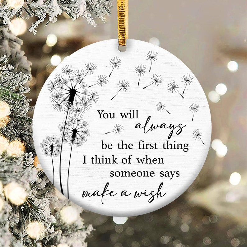 Make A Wish Memory Ornament, Round Christmas Ornament, Dandelion Xmas Ornament Gift For Family