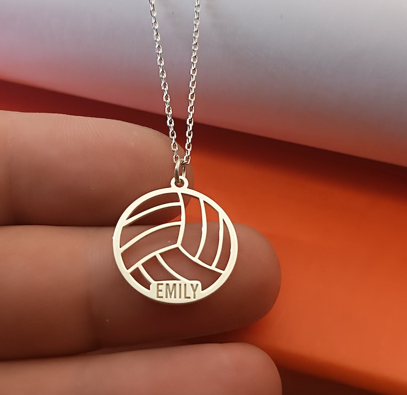 Sterling Silver Volleyball Pendant Necklace: Personalized Sport Jewelry Gift