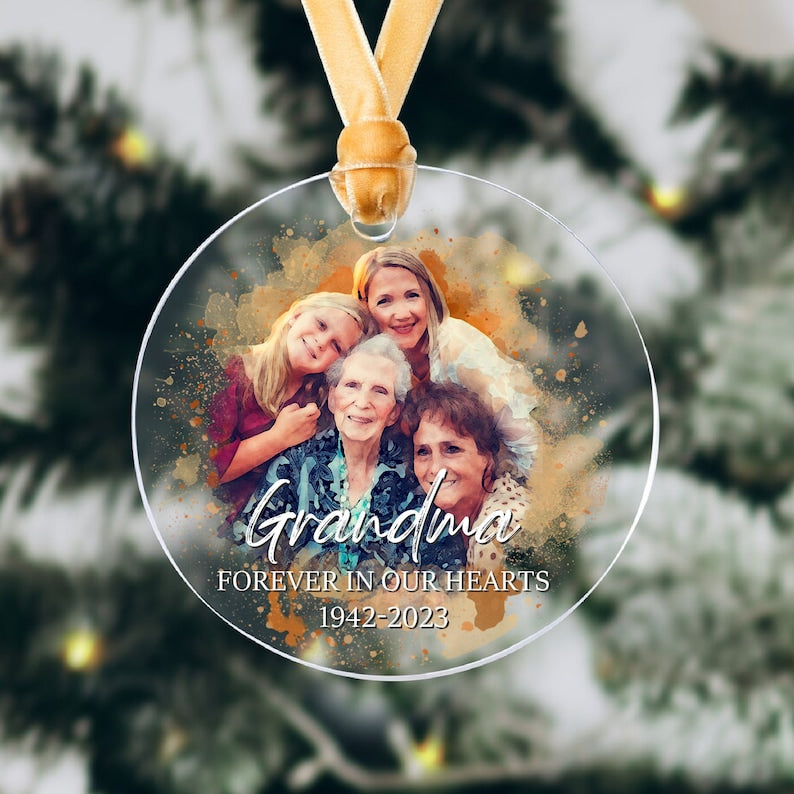 Personalized Memorial Christmas Ornament, Custom Photo Ornament, Loss of Loved One Gift, Sympathy Gift, Remembrance Gift, Condolence Gift