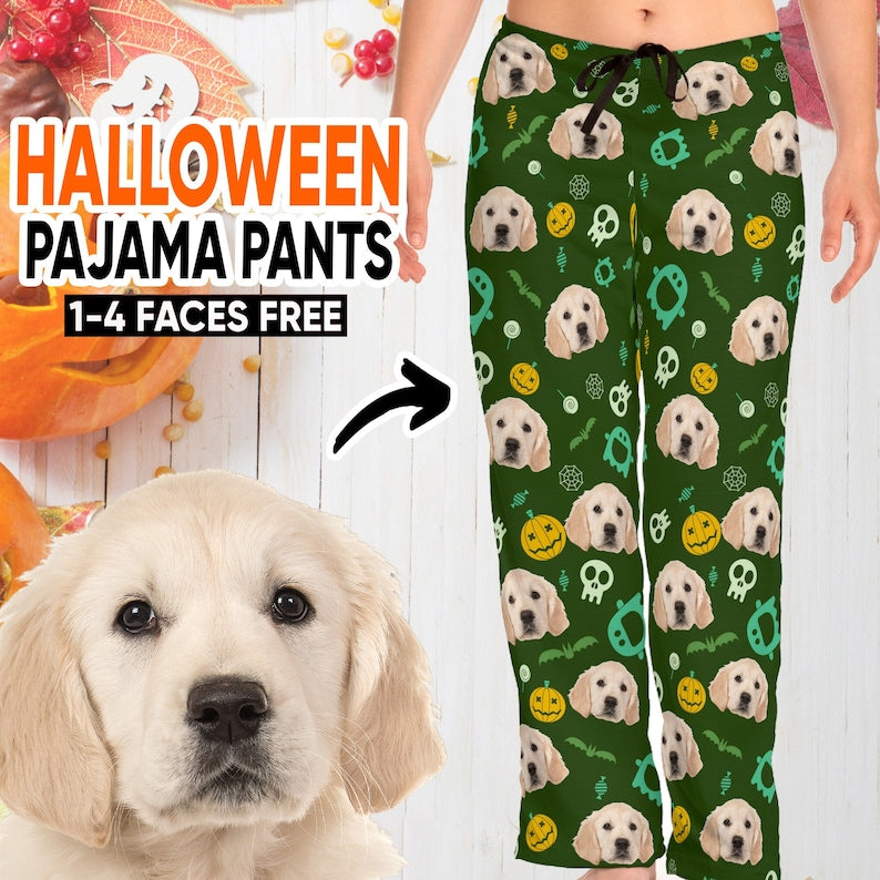 Custom Halloween Pet Pajama Pants: Personalized Dog & Cat Photo PJs