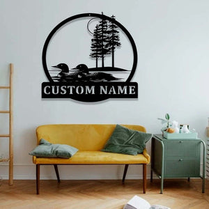 Custom Lake Loons Metal Sign,Personalized Duck Loons Name Sign,Waterfowl Loons Wall Art,Lake House Sign,Cabin Lodge Decor,Duck Lover Gift