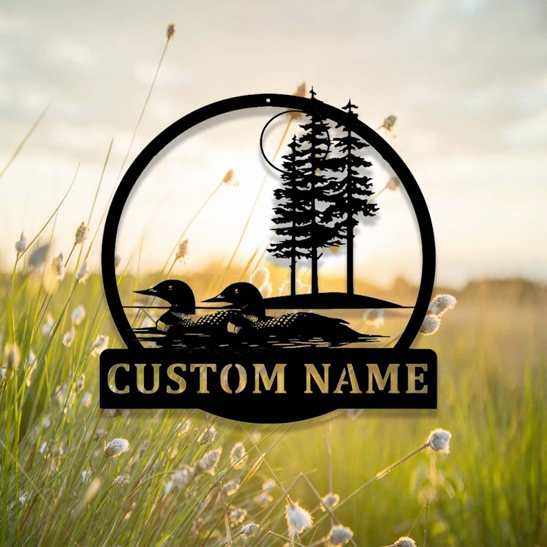 Custom Lake Loons Metal Sign,Personalized Duck Loons Name Sign,Waterfowl Loons Wall Art,Lake House Sign,Cabin Lodge Decor,Duck Lover Gift