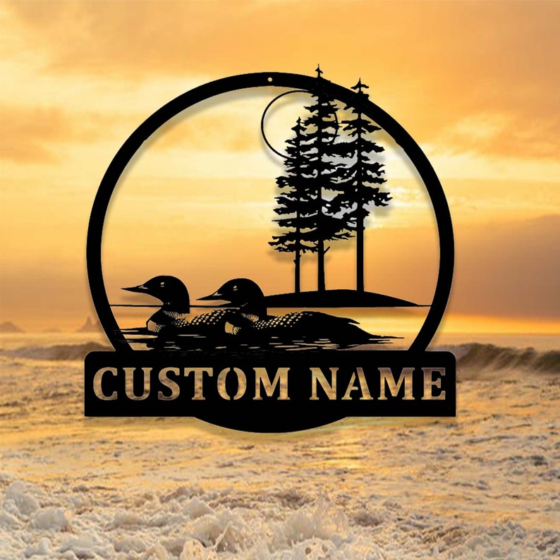 Custom Lake Loons Metal Sign,Personalized Duck Loons Name Sign,Waterfowl Loons Wall Art,Lake House Sign,Cabin Lodge Decor,Duck Lover Gift