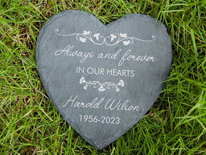 Engraved Always And Forever In Our Hearts Personalized Memorial Garden Stone,memorial garden,sympathy gifts,remembrance,bereavement gifts