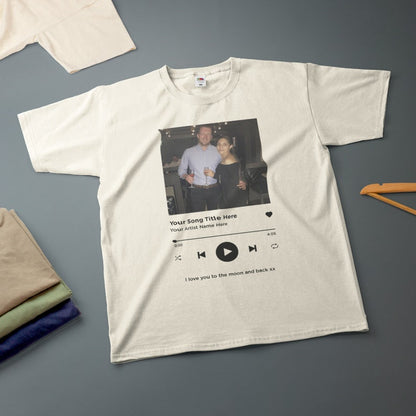 Personalised Song T-Shirt Playlist Streaming Boyfriend Girlfriend Valentines Music Love Birthday Wedding Christmas Various Size & Colour