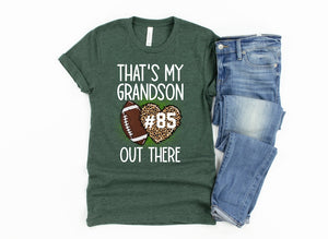 Football Grandma Shirt/ Custom Grandma Football Game Day Shirt/ That's My Grandson Out There/ Leopard Print Football TShirt