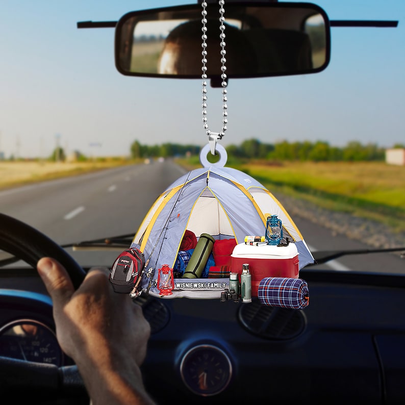 Personalized Camping Tent Ornaments, Camping Personalized Flat Ornament, Happy Camper Ornament, Christmas Ornament, Gift For Camping Lover