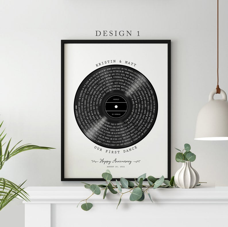 Our First Dance | Vinyl Record Wedding Song Lyrics for Anniversary Keepsake | Custom Print Vinyl Record Christmas Gift for Couples | Unique Custom Poster and Canvas