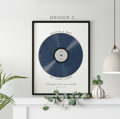Our First Dance | Vinyl Record Wedding Song Lyrics for Anniversary Keepsake | Custom Print Vinyl Record Christmas Gift for Couples | Unique Custom Poster and Canvas