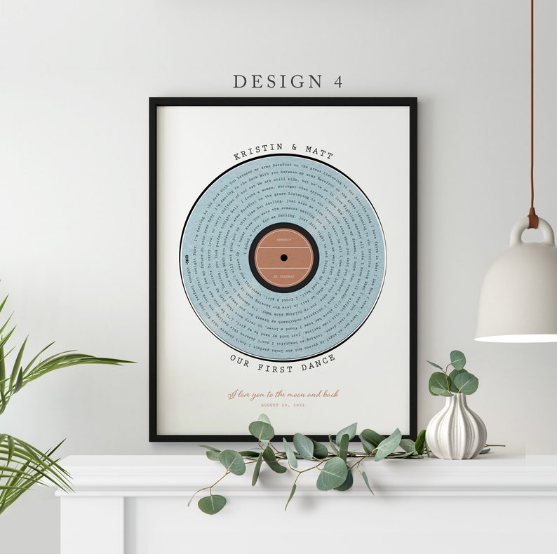 Our First Dance | Vinyl Record Wedding Song Lyrics for Anniversary Keepsake | Custom Print Vinyl Record Christmas Gift for Couples | Unique Custom Poster and Canvas