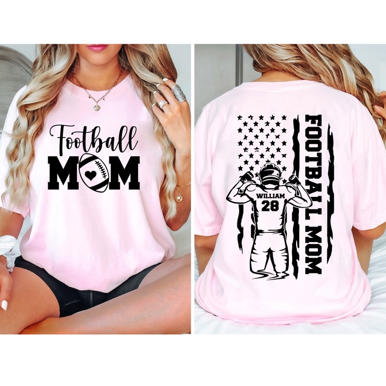 Football Mom Shirt, Custom Football Mom Shirt, Custom Name and Number Football Shirt, Football Mama Shirt, Football Lover, Sports Mom Shirt