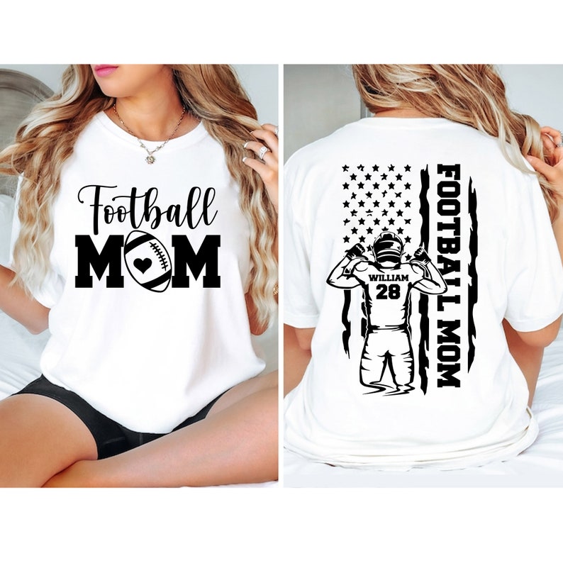Football Mom Shirt, Custom Football Mom Shirt, Custom Name and Number Football Shirt, Football Mama Shirt, Football Lover, Sports Mom Shirt