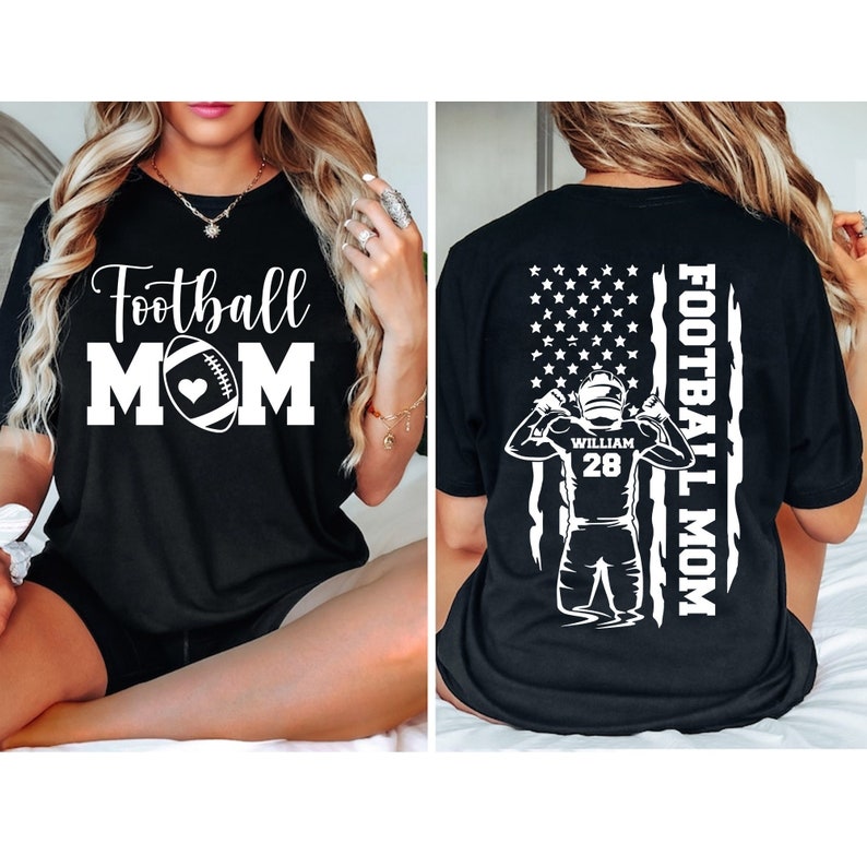 Football Mom Shirt, Custom Football Mom Shirt, Custom Name and Number Football Shirt, Football Mama Shirt, Football Lover, Sports Mom Shirt