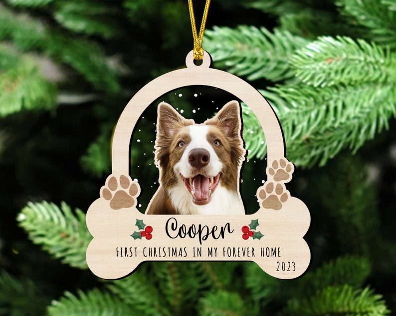 Custom Dog Christmas Ornament, Custom Dog Photo Ornament, New Pet Gift, First Christmas Dog Keepsake, Dog Lover Christmas Tree Hanging Gift