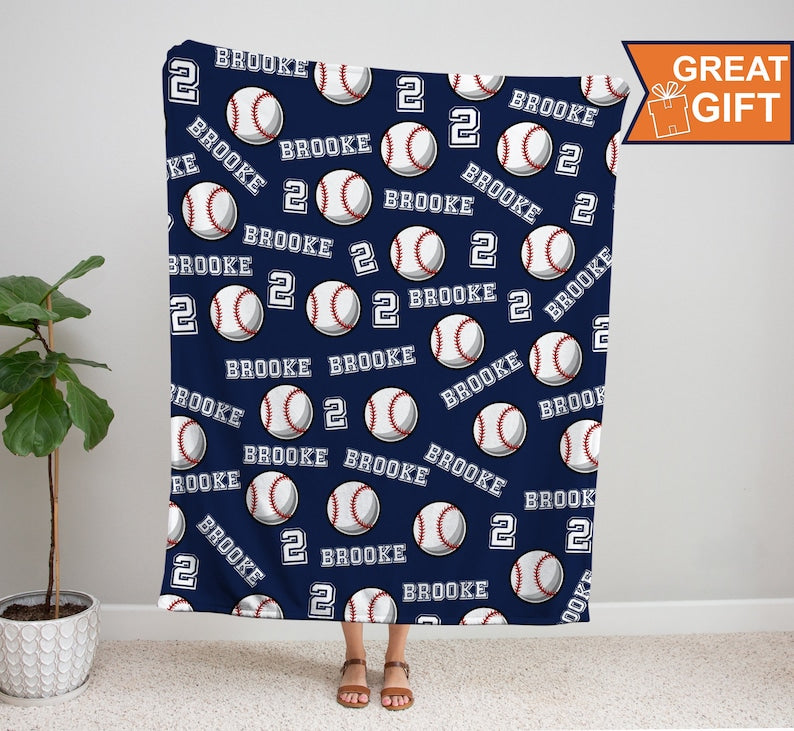 Personalized Baseball Blanket, Sports gift, baseball blanket gift, gift for baseball player, team gift, baseball team gift, custom blanket