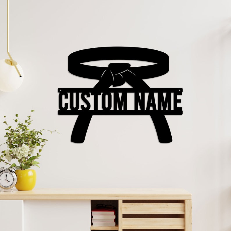 Custom Karate Black Belt Metal Sign with Led Light, Japanese Martial Art Wall Decor, Martial Arts Gift, Karate Name Sign, Dojo Decor