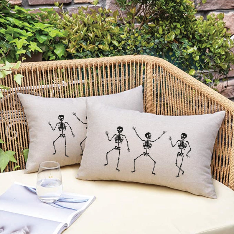 Halloween Pillow, Halloween Decor, Halloween Throw Cover, Halloween Gift, Skeleton Pillow, Skeleton Pillowcase, Spooky Pillow, Scary Pillow