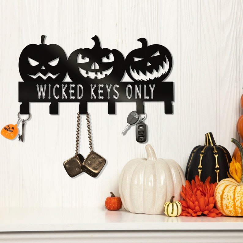 Wicked Keys Only, Customised Halloween Metal Key Hooks, Scary Pumpkin Key Holder, New Home D cor, Fall Pumpkin Key Holder, HouseWarming Gift