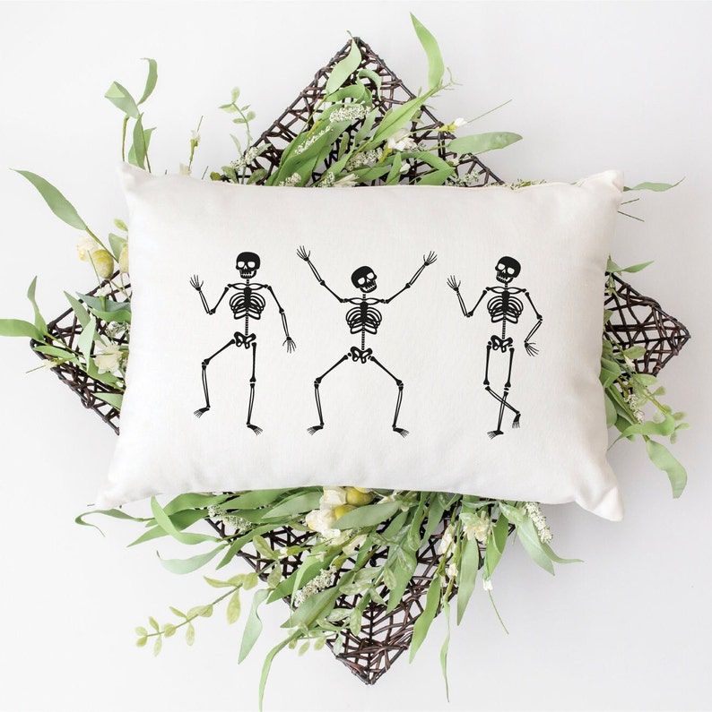 Halloween Pillow, Halloween Decor, Halloween Throw Cover, Halloween Gift, Skeleton Pillow, Skeleton Pillowcase, Spooky Pillow, Scary Pillow