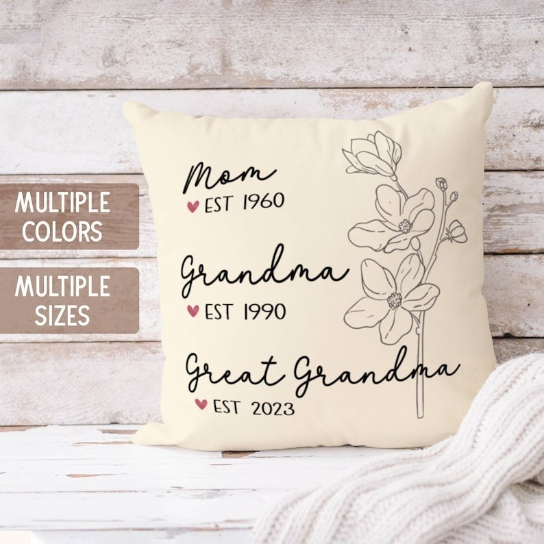 Great Grandma Pillow Personalized Grandparent Pregnancy Gift Grandmother Pillow Case Mom Mother in law Mother's Day Christmas Birthday