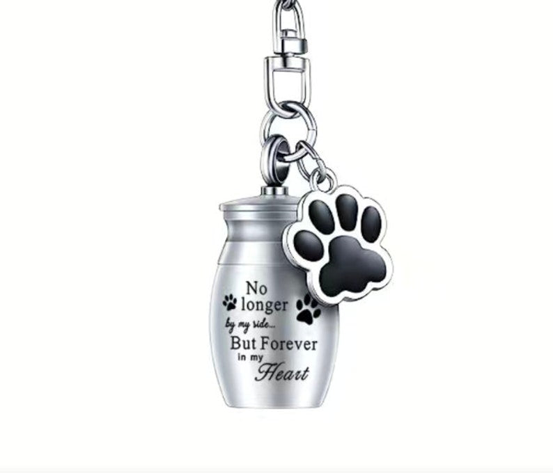 No longer by my side Forever in my Heart Personalized Dog Ashes Keepsake,Pet Urns Keychain for Dogs,Cremation Keyrings Urn,Pet Memorial Dog Paw Keychain,Pet Loss Gift,Pet Locket