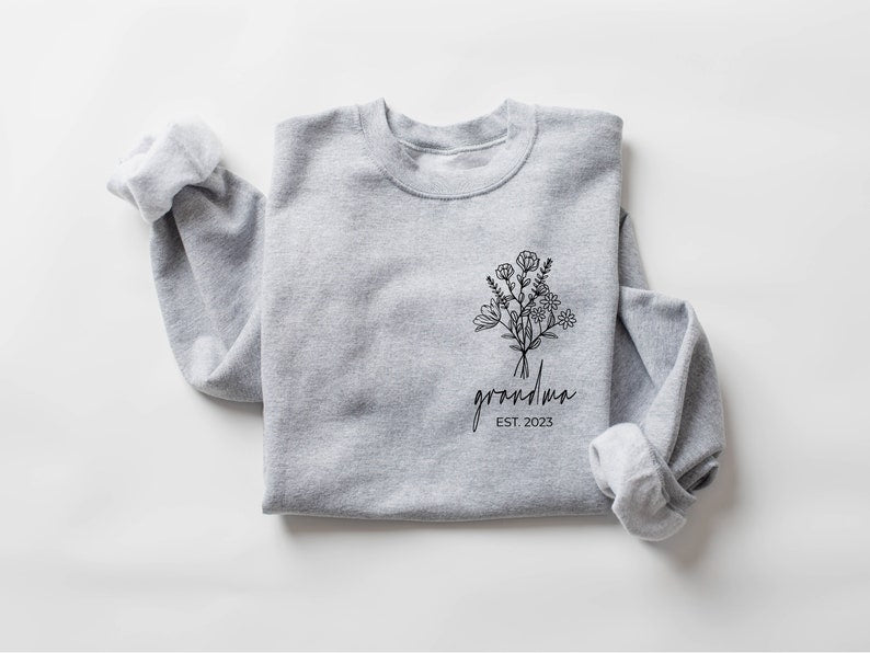 Personalized Est Grandma Sweatshirt, Christmas Gift For Grandma, Mothers Day Sweatshirt, Mothers Day Gift, New Granny Gift, Nana Gigi Shirt