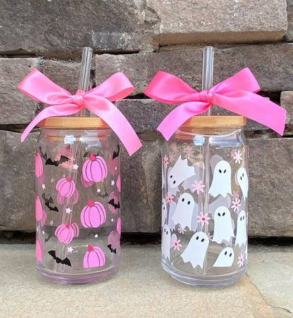 Halloween Iced Coffee Cup, Pumpkin Cup, Halloween Iced Coffee Glass, Halloween Gifts, Halloween Mug, Halloween Iced Coffee, Ghost Halloween
