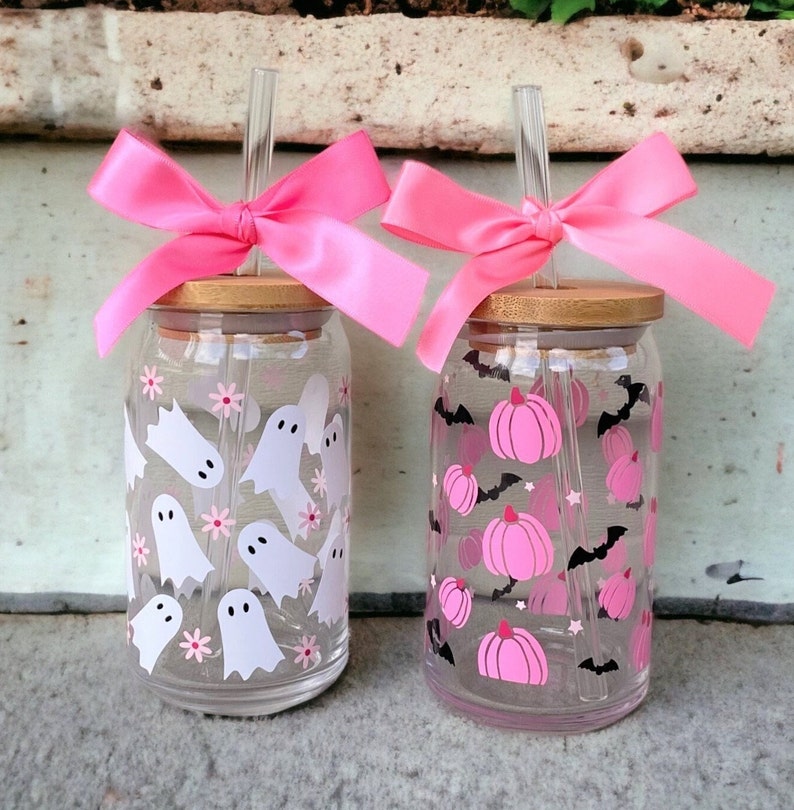 Halloween Iced Coffee Cup, Pumpkin Cup, Halloween Iced Coffee Glass, Halloween Gifts, Halloween Mug, Halloween Iced Coffee, Ghost Halloween