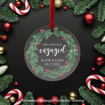 Engagement Ornament, Our First Christmas Engaged 2024, Acrylic Couples Gift, Bridal Shower Gift, Engagement Ornament Gifts, 24