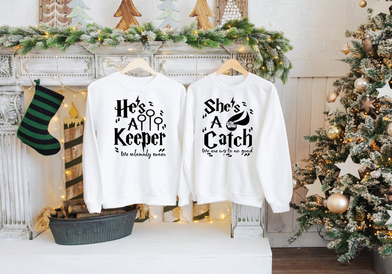 She's A Catch, He's A Keeper, Couples T-shirts, Mix and Match Couple Shirt, V-neck and T-Shirts, Perfect gift idea, Vacation tees, Gold