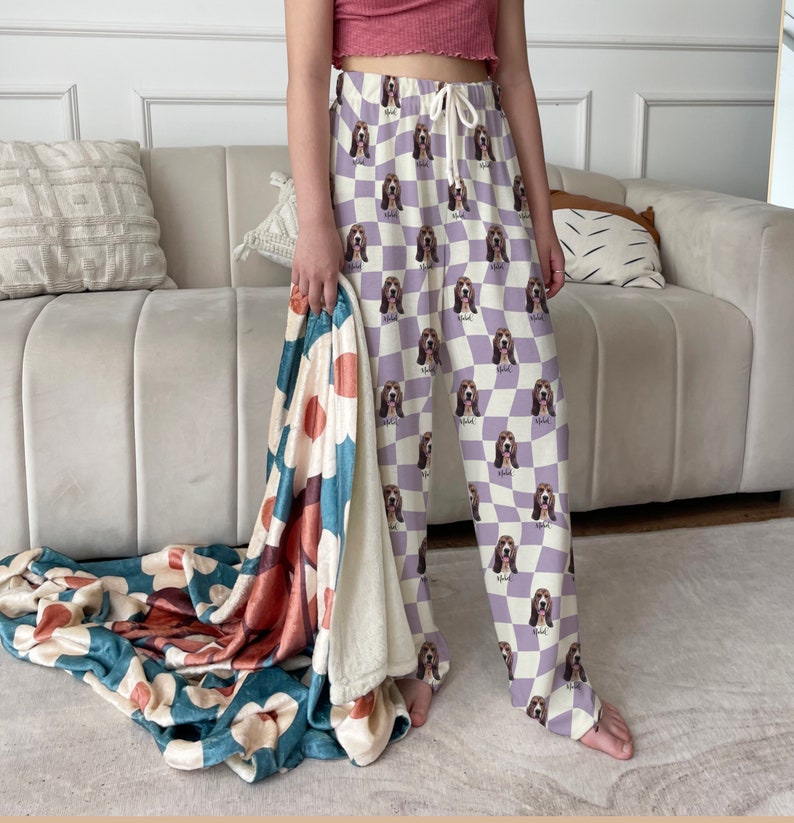 Custom Pet Portrait Pajama pants Using Pet Photo + Name Custom Dog Personalized Pajama Pants Photo Pants Dog Dad Dog Mom Gift