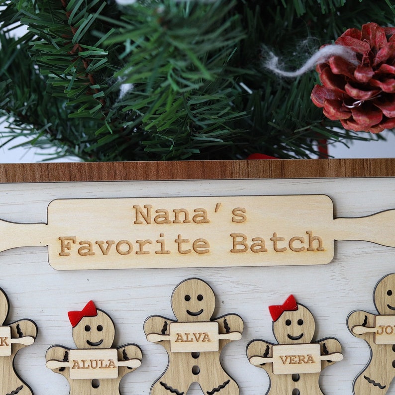 Nana's Favorite Batch Christmas Wooden Sign, Custom Christmas Baking Sign, Personalized Family Ginger Bread Sign Christmas Decor Tree Gift