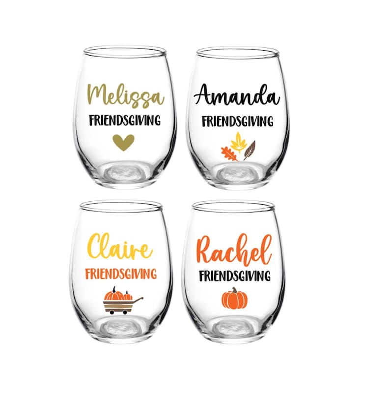 Friendsgiving Glass, Thanksgiving Glass, Wine Glass, Personalized, Friendsgiving, Gift, Thanksgiving, Your name, Friends, Beer, Favor, Host