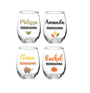 Friendsgiving Glass, Thanksgiving Glass, Wine Glass, Personalized, Friendsgiving, Gift, Thanksgiving, Your name, Friends, Beer, Favor, Host