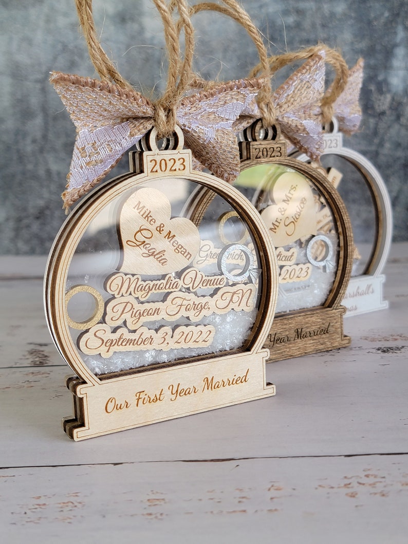 First Christmas Married Ornament Personalized First year Married Ornament, Christmas Tree Ornaments, Wedding Gift
