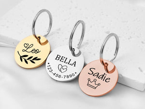Personalized Dog and Cat Name Tag, Dog Tag Engraved for Pets, Keep Safe Microchipped Dog Tag, Customized Dog Tag, Cute Dog ID Tag, Pet Gift