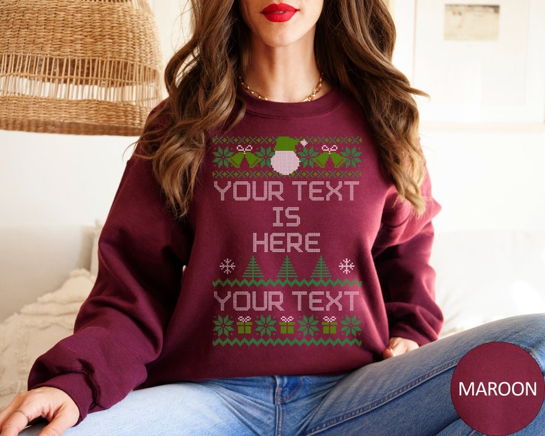 Custom Ugly Christmas Sweater, Personalized Text Ugly Sweater, Funny Christmas Sweatshirt, Merry Xmas Hoodie, Crewneck Holiday Gift Women