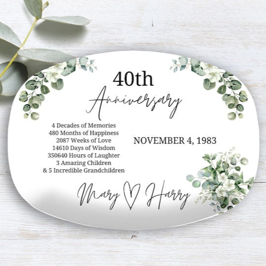 40th Anniversary Gift, Personalized Family Platter, Anniversary Gift for Parents, Custom Couple Gift