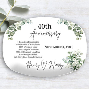40th Anniversary Gift, Personalized Family Platter, Anniversary Gift for Parents, Custom Couple Gift