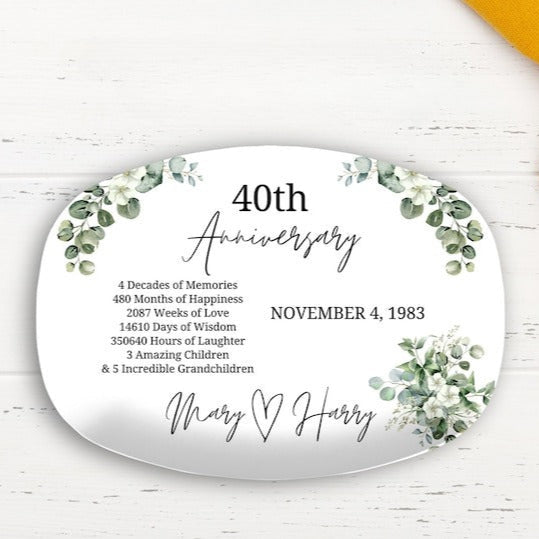 40th Anniversary Gift, Personalized Family Platter, Anniversary Gift for Parents, Custom Couple Gift