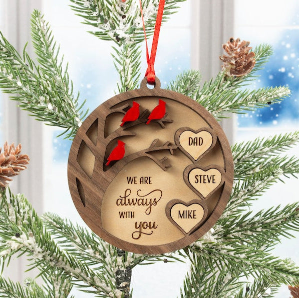 Cardinal Memorial Christmas Ornament, Remembrance Gift, Personalized Sympathy Gift, Holiday Tree Ornament, Always With You, Bereavement Gift