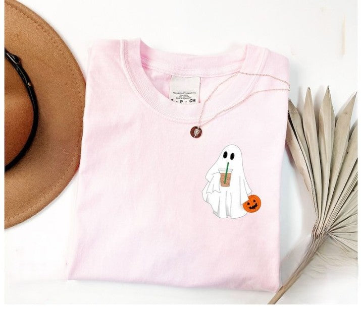 Cute Ghost Coffee Shirt, ute Little Ghost Iced Coffee t-shirt, Boo Ghost Shirt, Ghost Coffee Shirt, Halloween Coffee Lovers