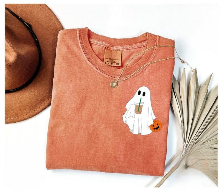 Cute Ghost Coffee Shirt, ute Little Ghost Iced Coffee t-shirt, Boo Ghost Shirt, Ghost Coffee Shirt, Halloween Coffee Lovers